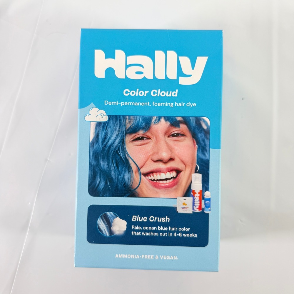 Hally Color Cloud Foaming Hair Color Blue Crush Demi-Permanent Dye New